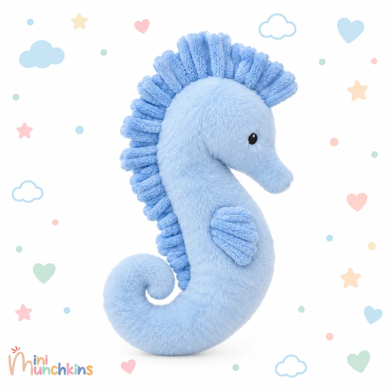 Caballito de mar azul · fotografía del catálogo de Mini Munchkins